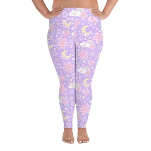 Cherry Blossom Dreams Purple Plus Size Leggings