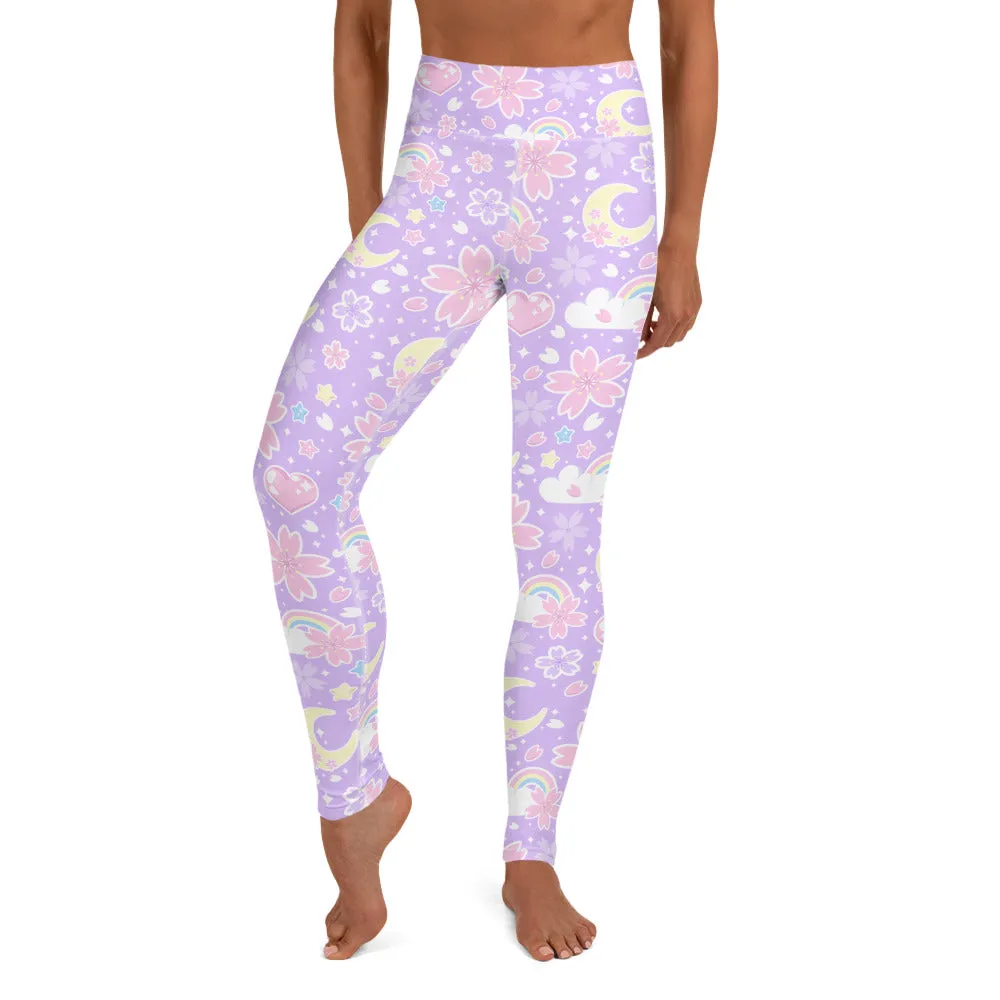 Cherry Blossom Dreams Purple Yoga Leggings