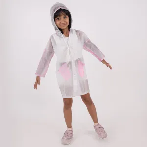 Clear Bloom Kids Raincoat with inbuilt backpack extension, Clear Pink (2-5Y)