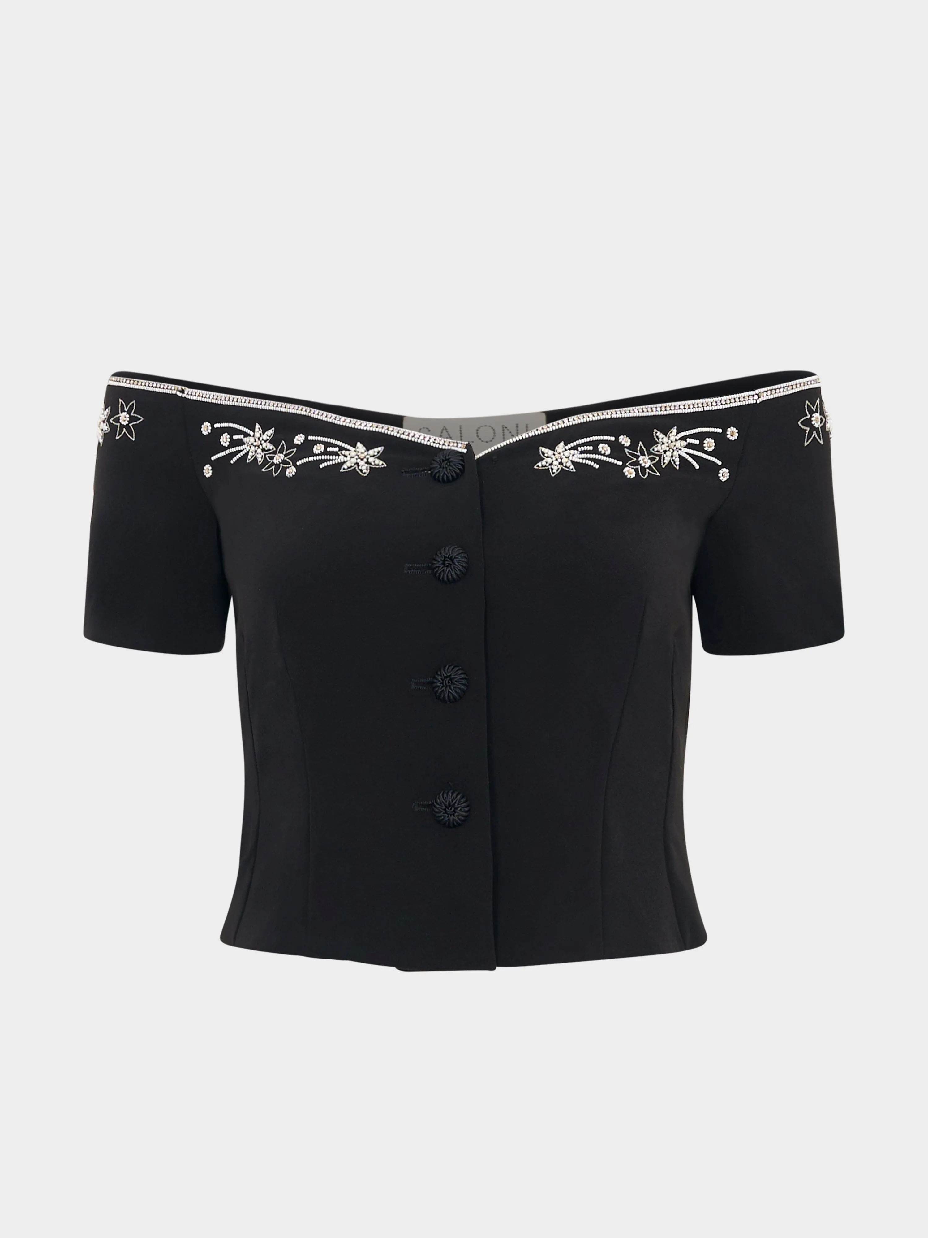 Clementine Top in Black Astro Embroidery