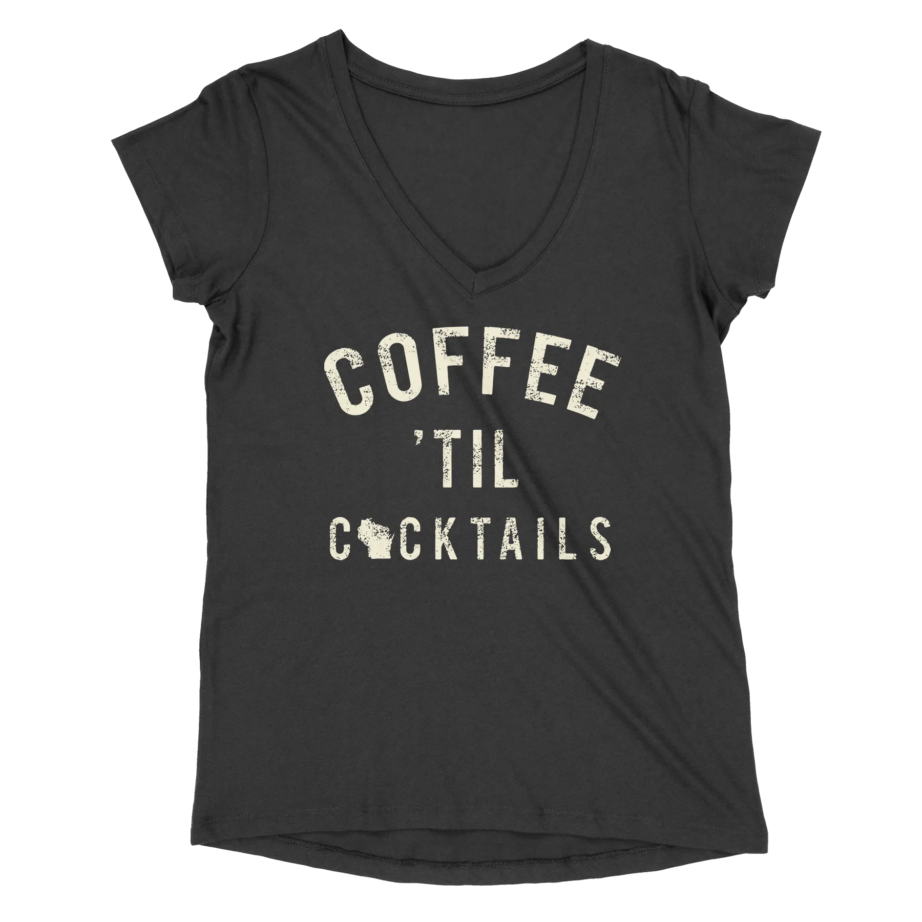 Coffee 'Til Cocktails WI Women’s V-Neck Tee