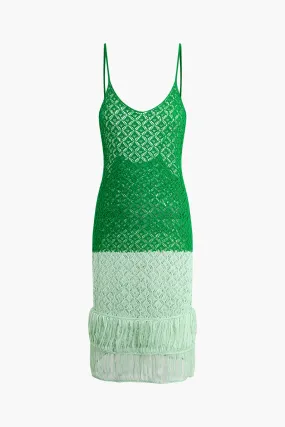 Contrast Crochet Slip Midi Dress