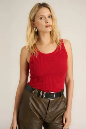 Cooper Sweater Rib Tank - MW Red Dahlia