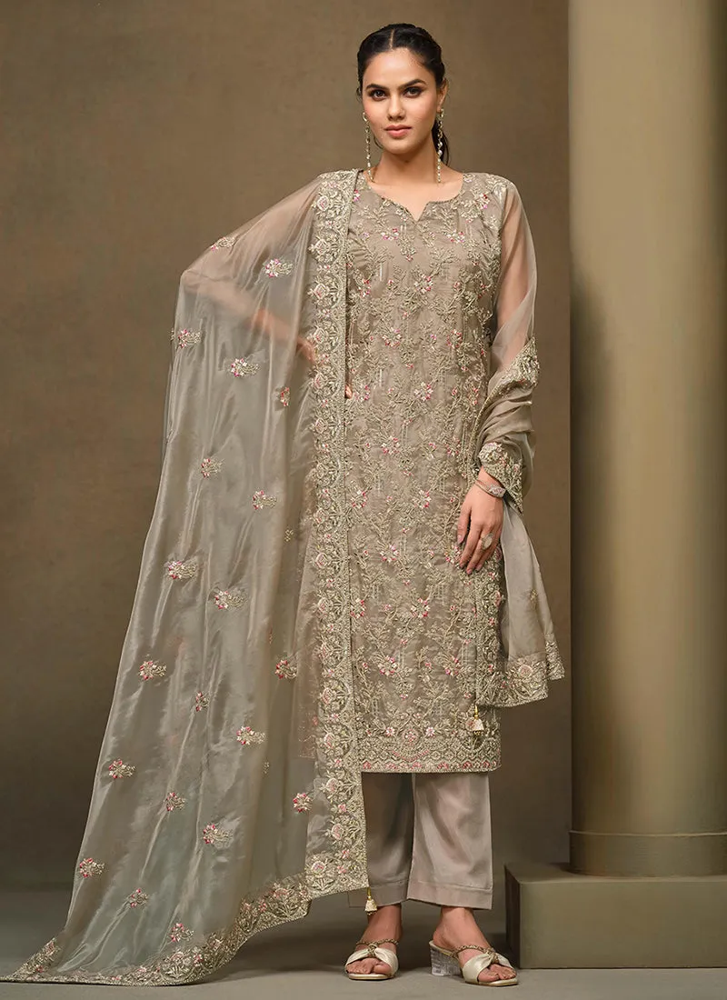 Copper Beige Multi Embroidered Pakistani Pant Style Suit