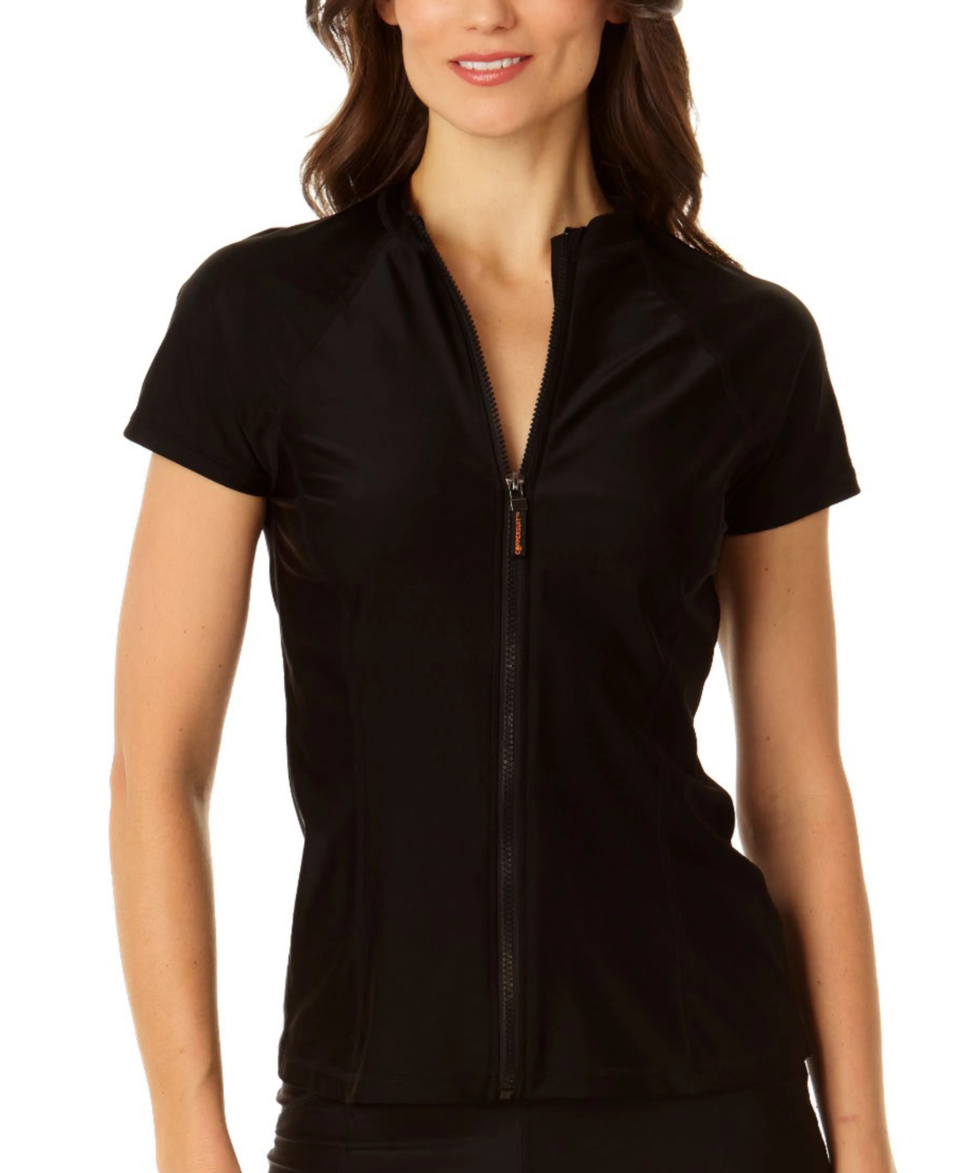 Coppersuit - Women's Short Sleeve Zip Front Rashguard Top