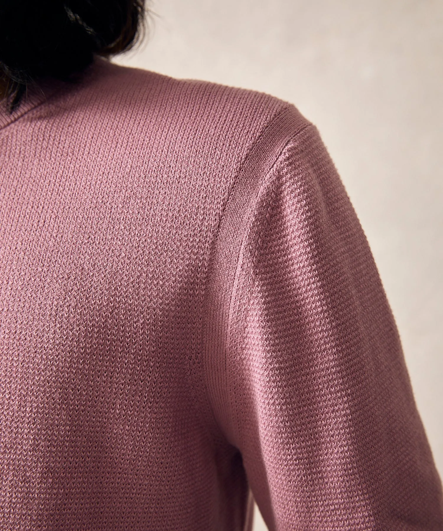 Cotton Silk Pique Crew in Mauve