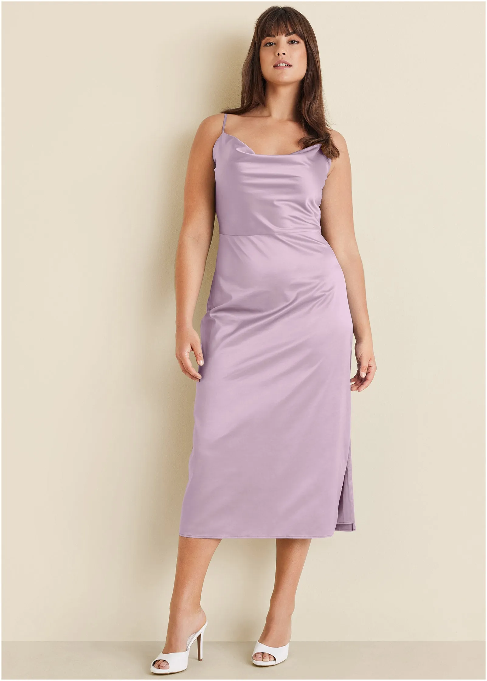 Cowl Neck Slip Dress - Lilac