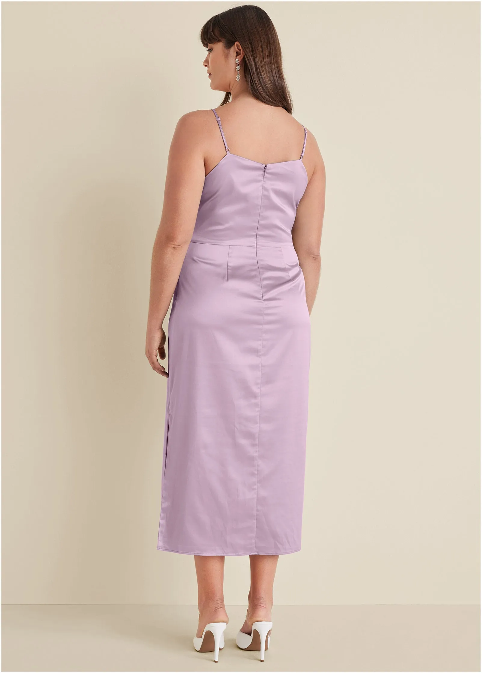 Cowl Neck Slip Dress - Lilac