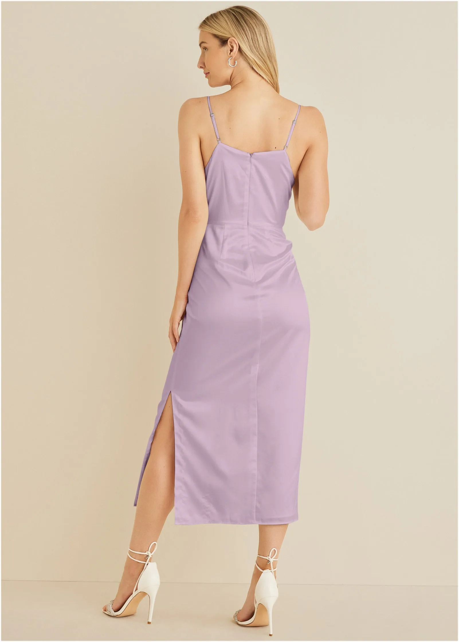 Cowl Neck Slip Dress - Lilac