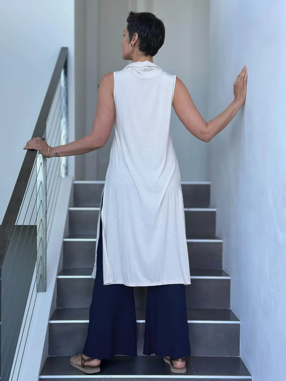 Cowl Neck Slit Tunic