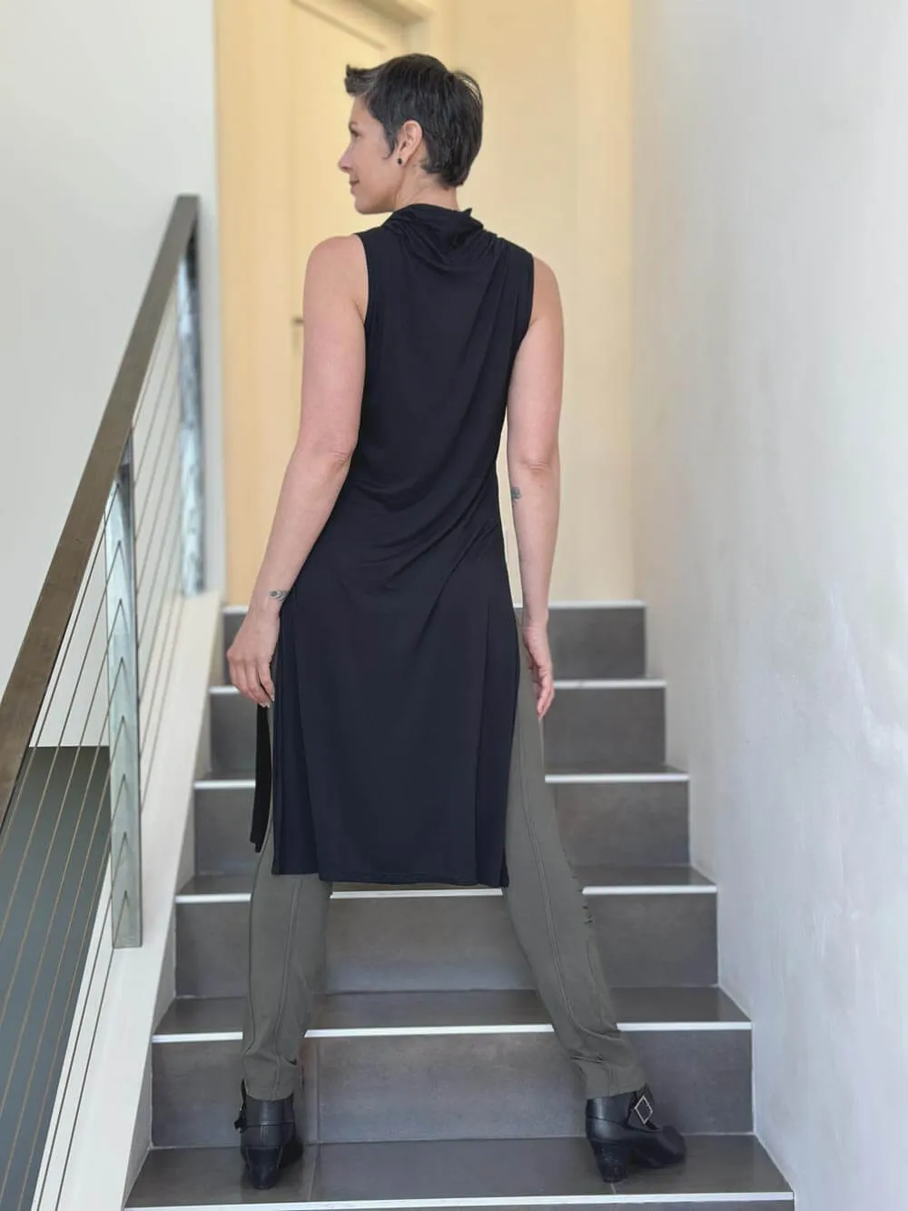 Cowl Neck Slit Tunic