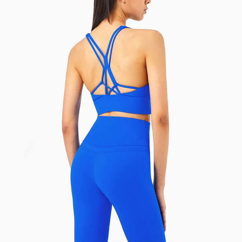 Cross Back Yoga Bra Sports Top Sexy V Collar