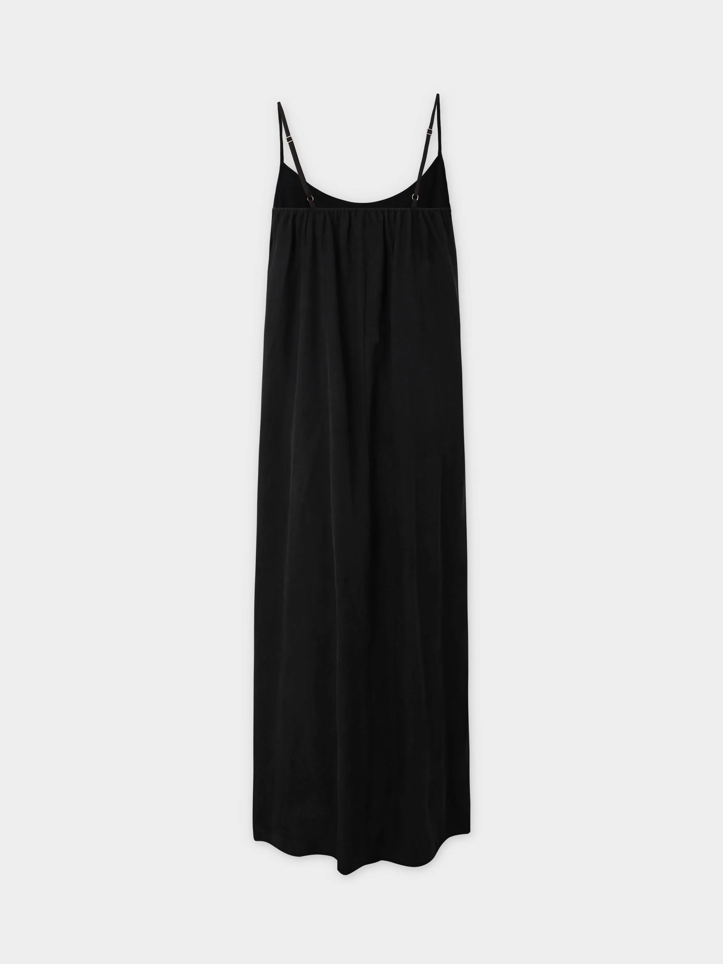 Cupro Crew Neck Slip Dress-Black