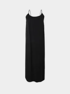 Cupro Crew Neck Slip Dress-Black