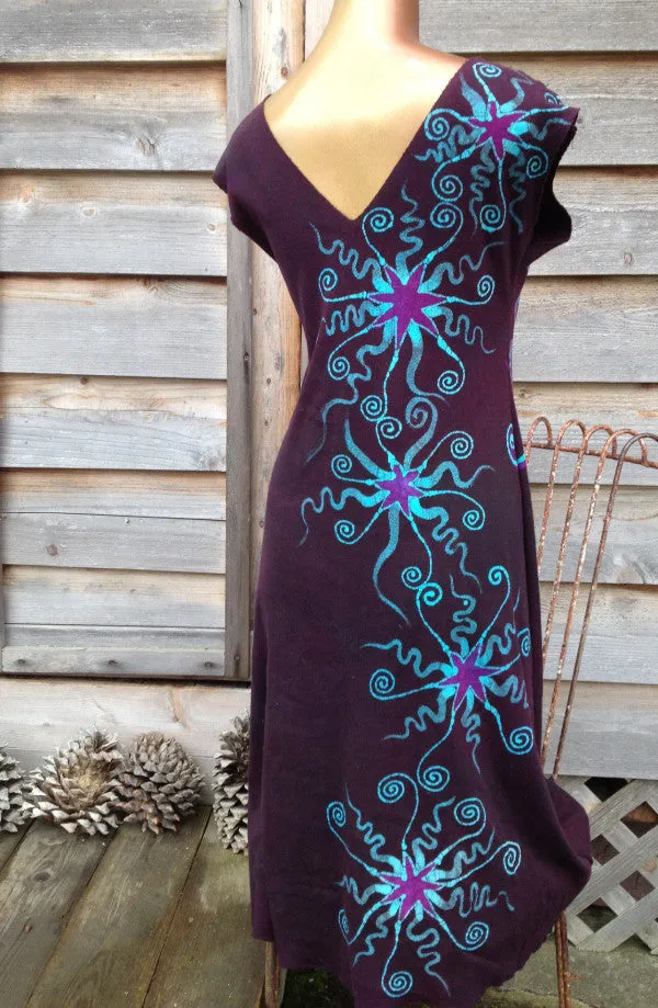 Deep Blue and Purple Organic Cotton Batik Dress