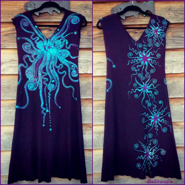 Deep Blue and Purple Organic Cotton Batik Dress