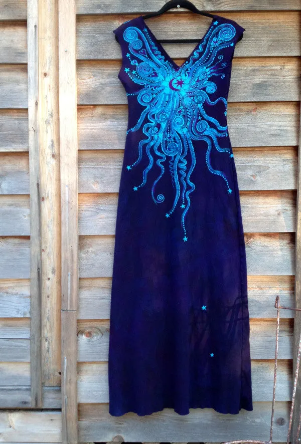 Deep Blue and Purple Organic Cotton Batik Dress