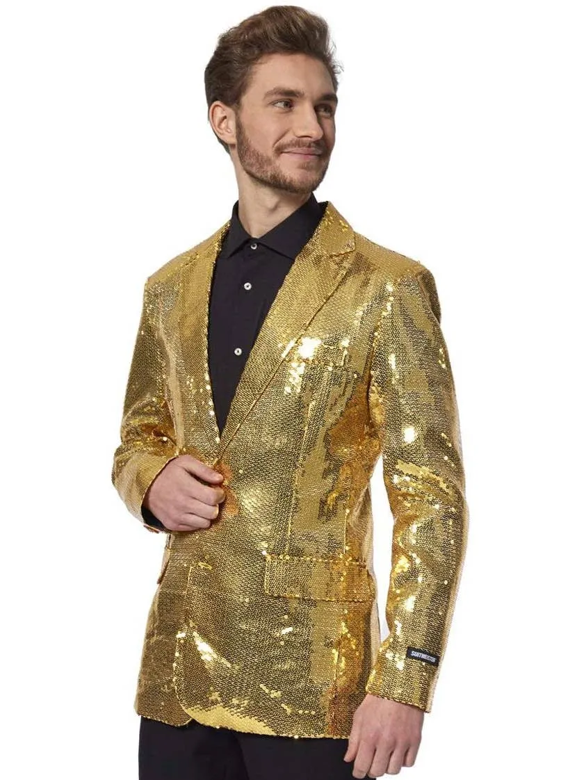 Deluxe Gold Sequinned Mens Suitmeister Costume Jacket