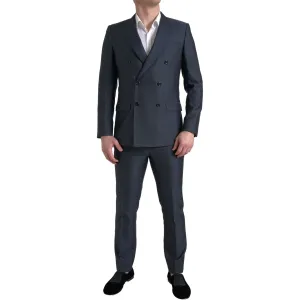 Dolce & Gabbana Elegant Blue Silk Blend Martini Suit