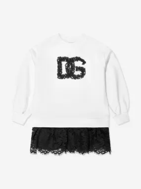 Dolce & Gabbana Girls Logo Sweater Dress in White