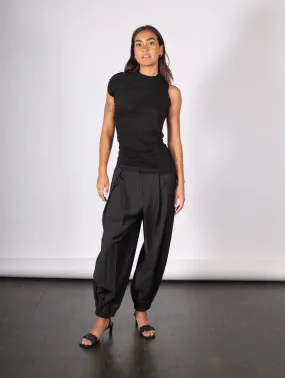 Dominic Pleated Balloon Pant in Black Pinstripe by Tibi