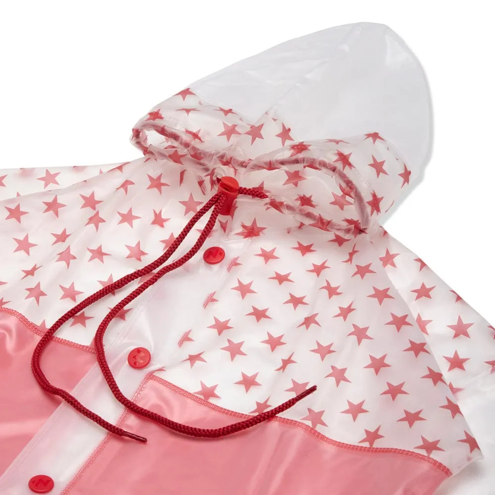 Droplets Water-proof  kids Raincoat, Translucent Red (2-5Y)