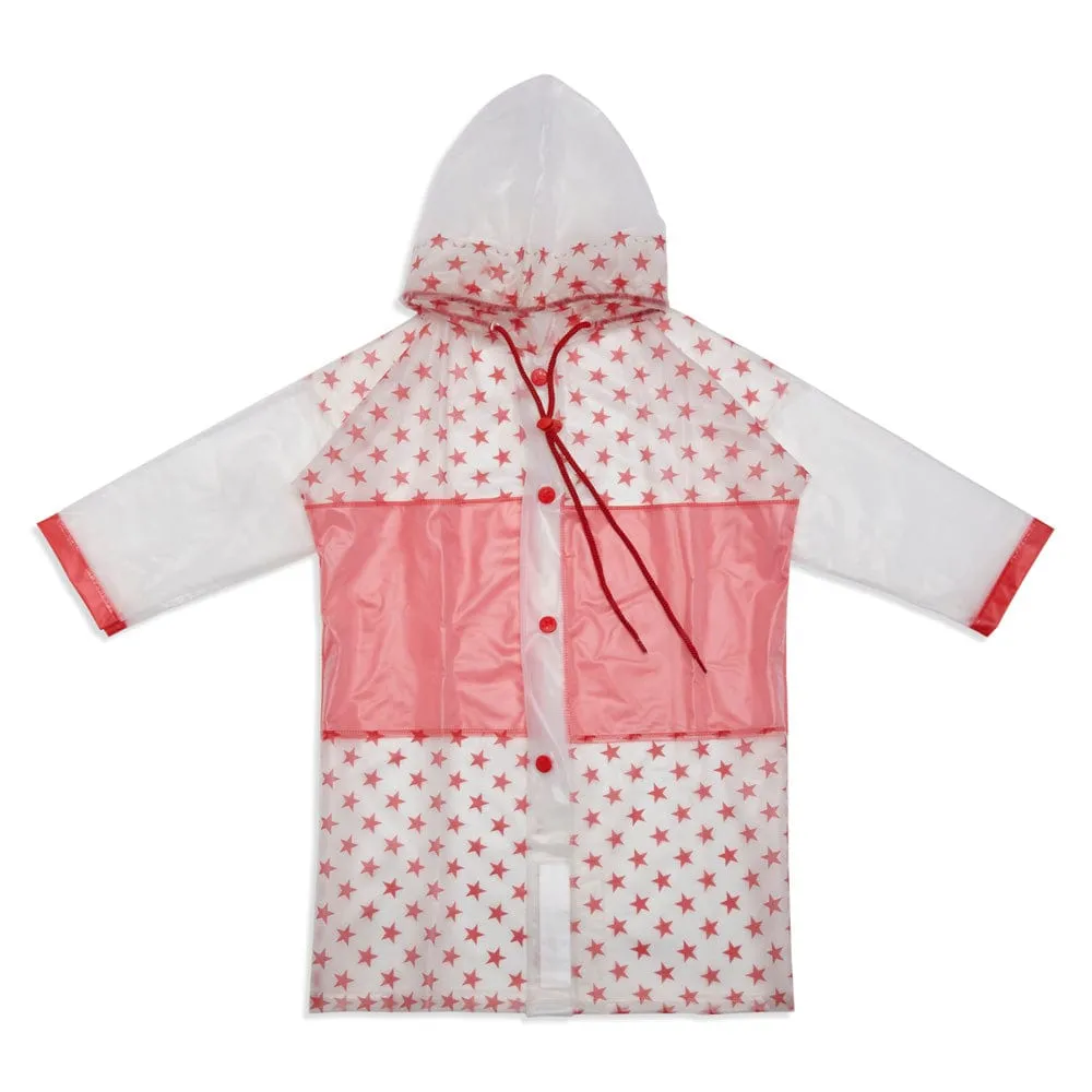 Droplets Water-proof  kids Raincoat, Translucent Red (2-5Y)