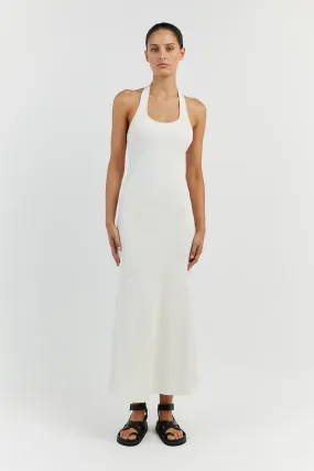 EDDISON OFF WHITE KNIT MIDI DRESS