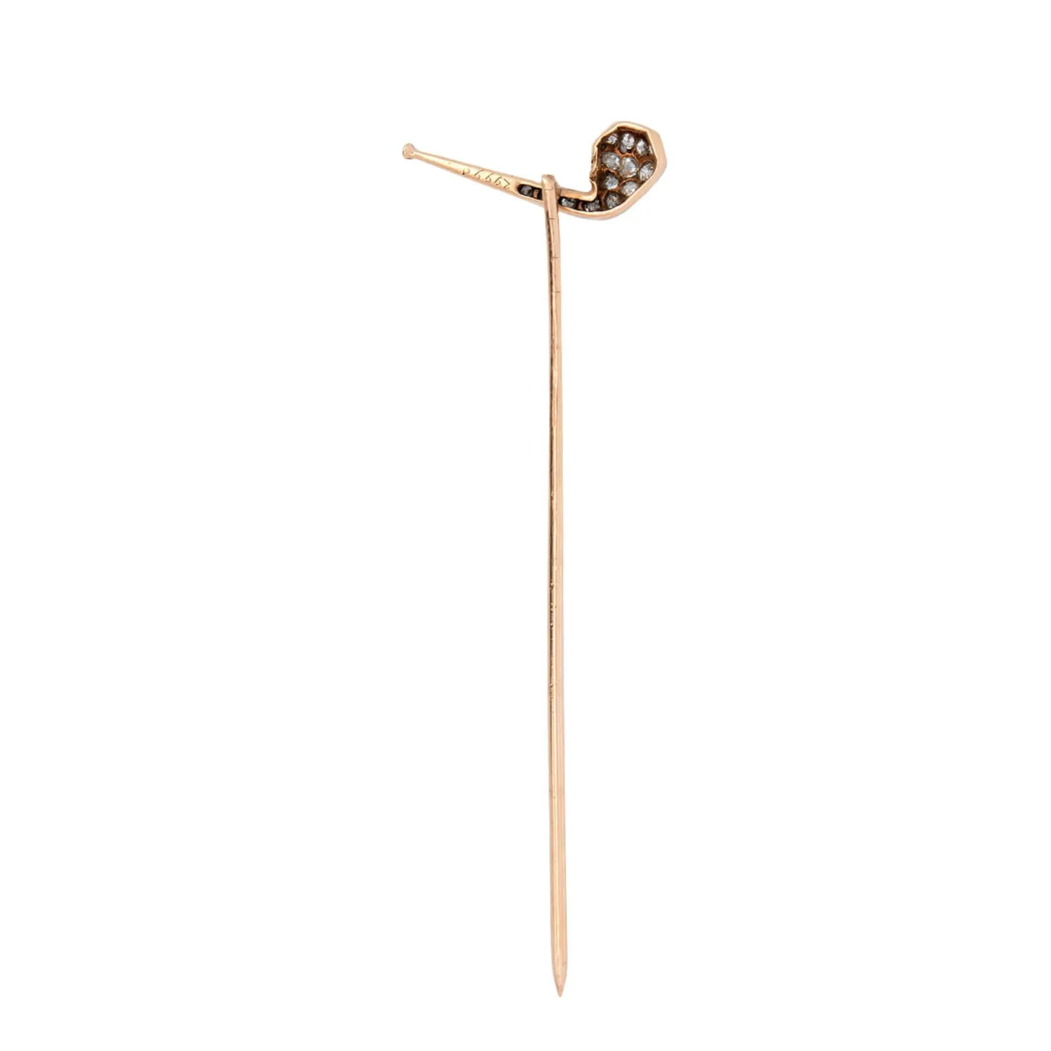 Edwardian 14k/Platinum Diamond Pipe Stick Pin