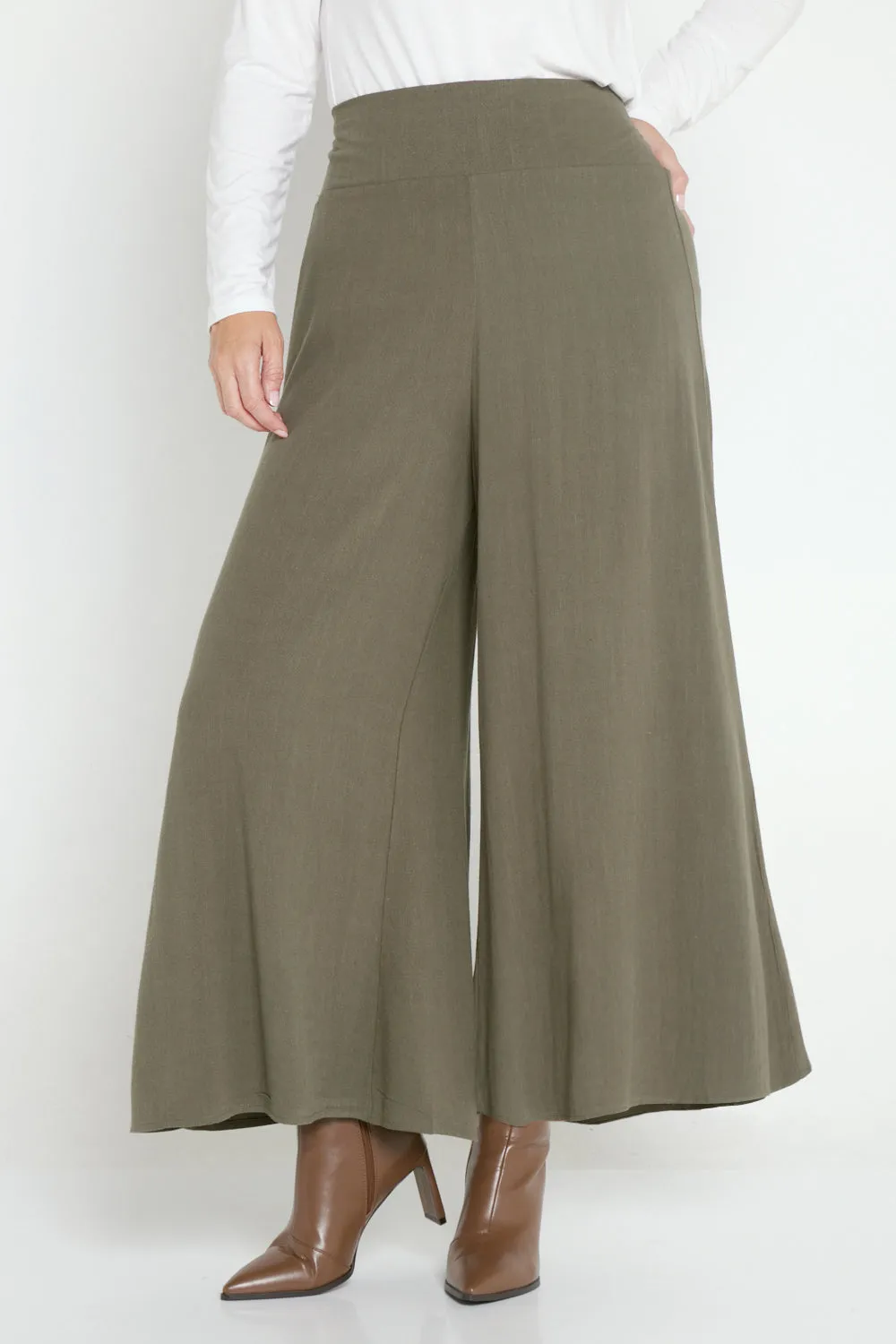 Elizabeth Wide Leg Pants - Khaki