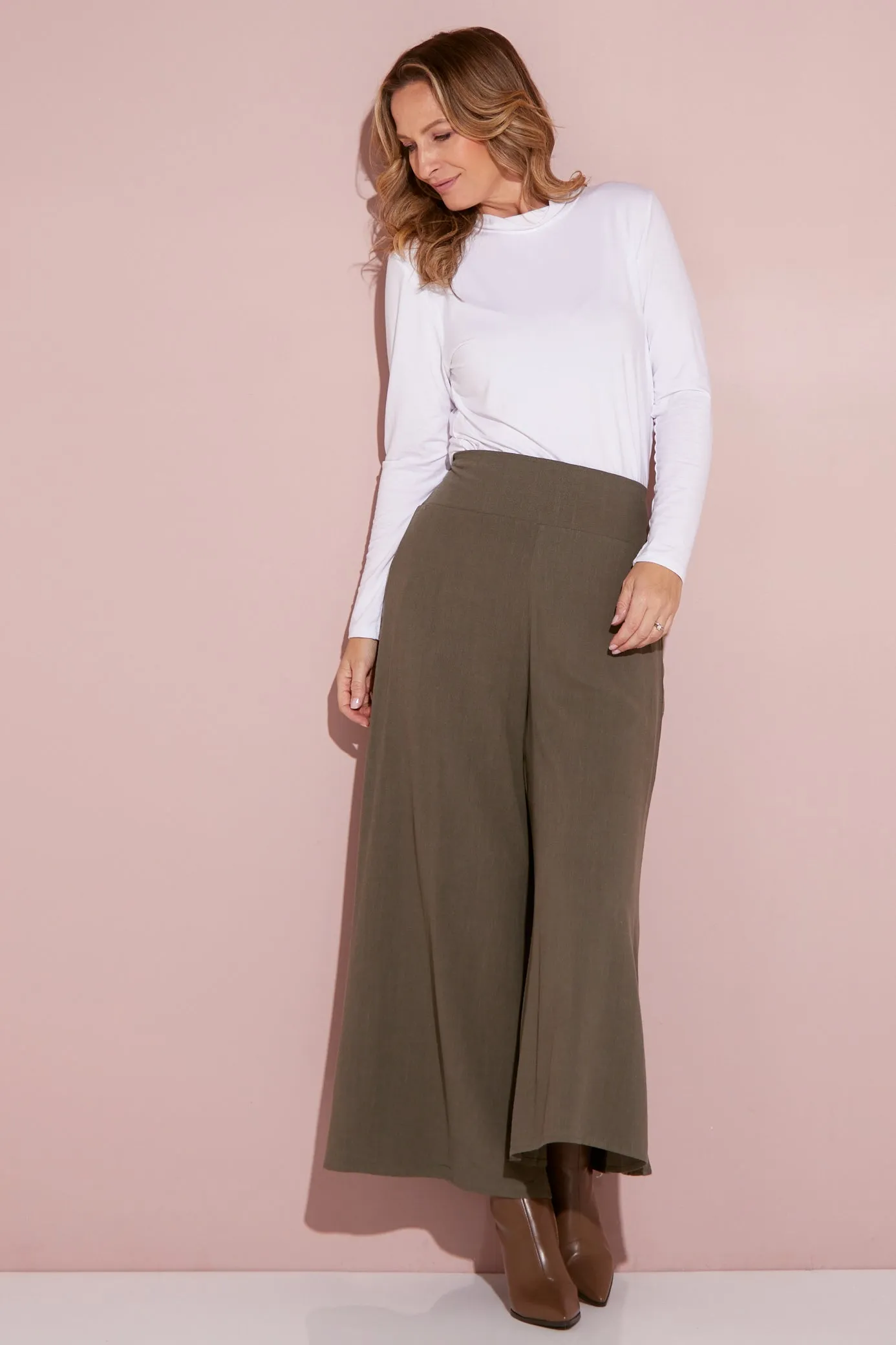 Elizabeth Wide Leg Pants - Khaki