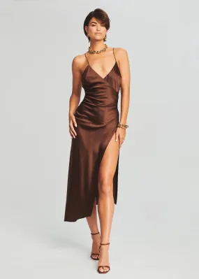 Emma Silk Dress - Chocolate