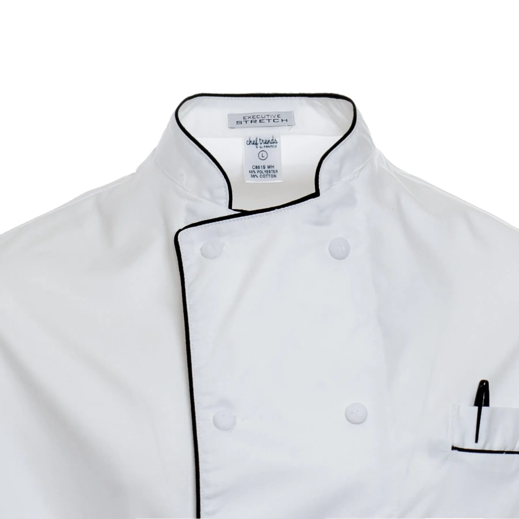 Executive Chef Coat with Cloth-Covered Buttons and Piping 5555