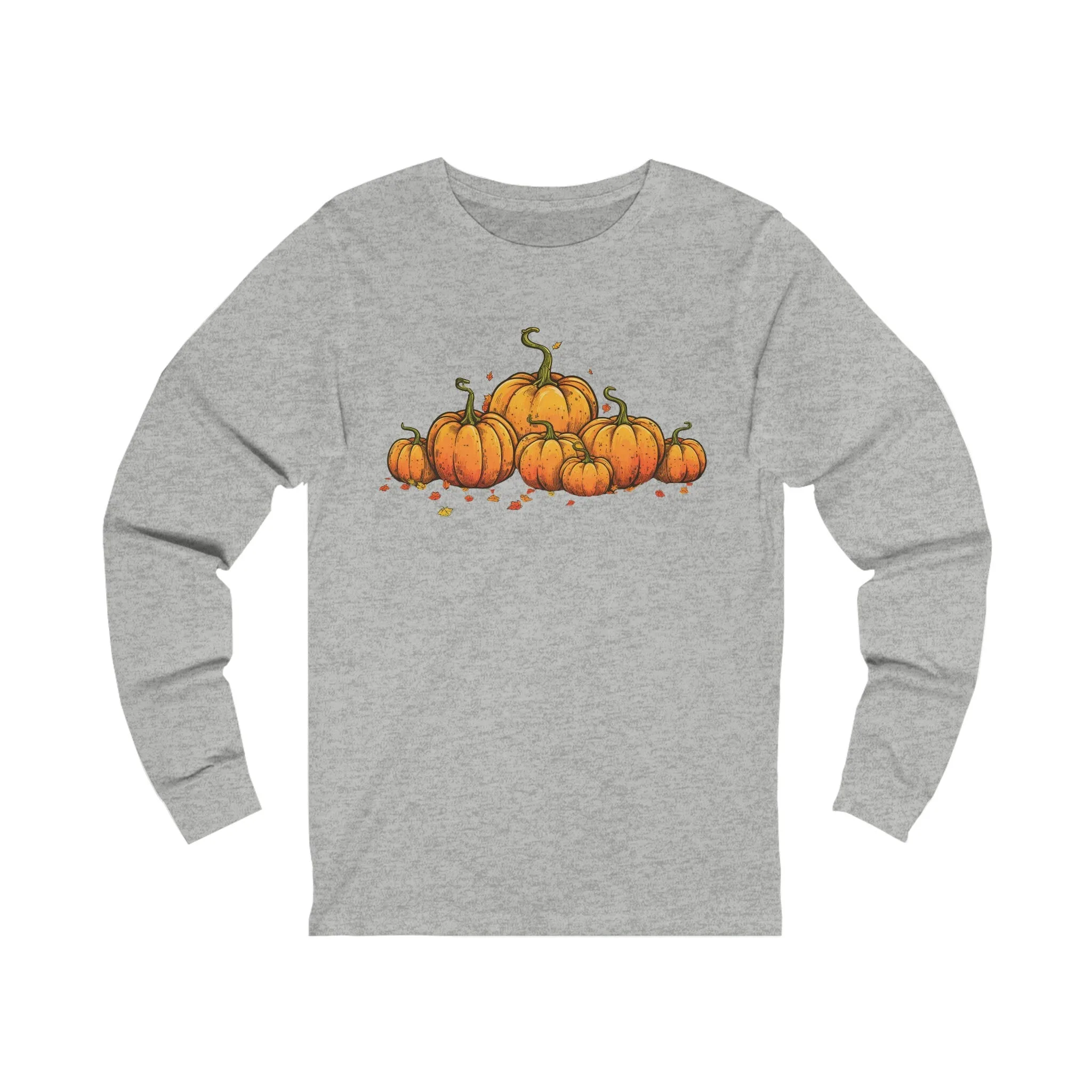 Fall Long-Sleeved T-Shirt with Vintage Pumpkins Graphic - Cozy Autumn Fashion!