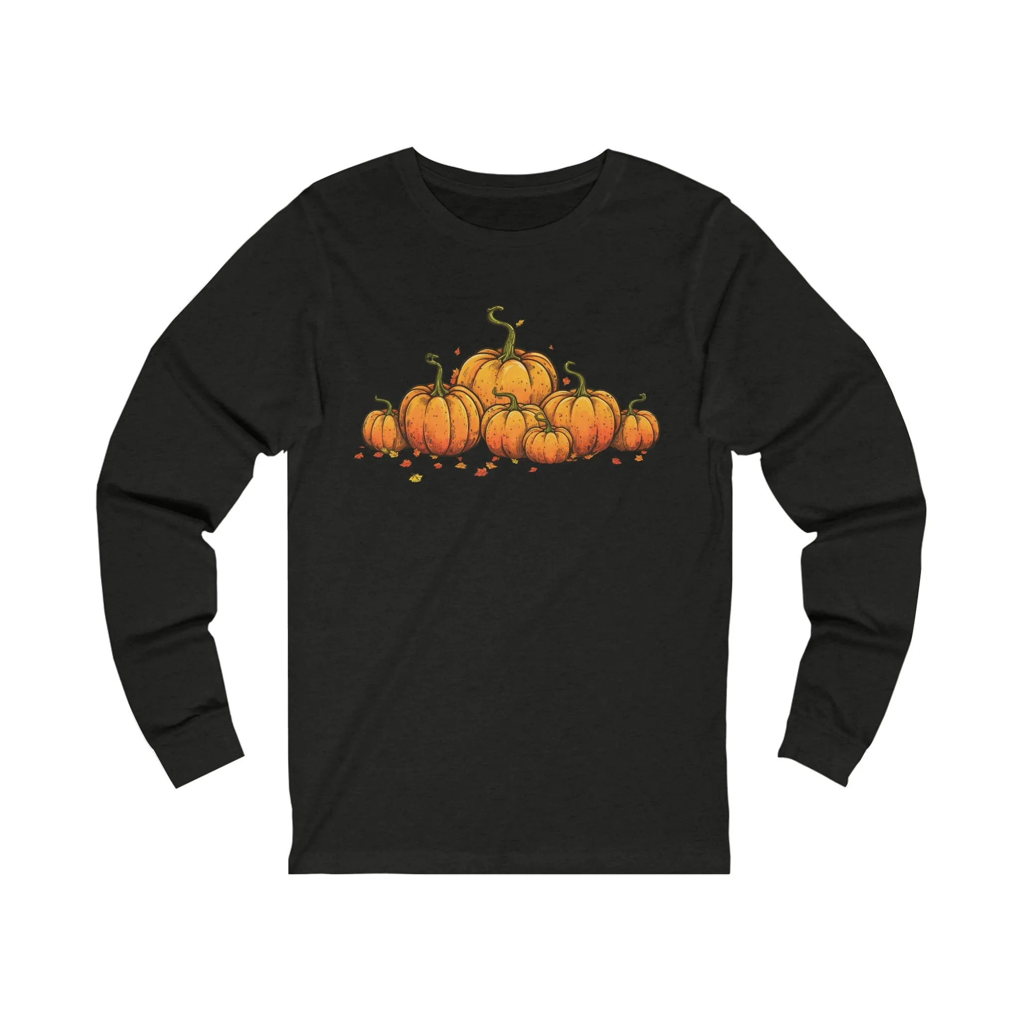 Fall Long-Sleeved T-Shirt with Vintage Pumpkins Graphic - Cozy Autumn Fashion!