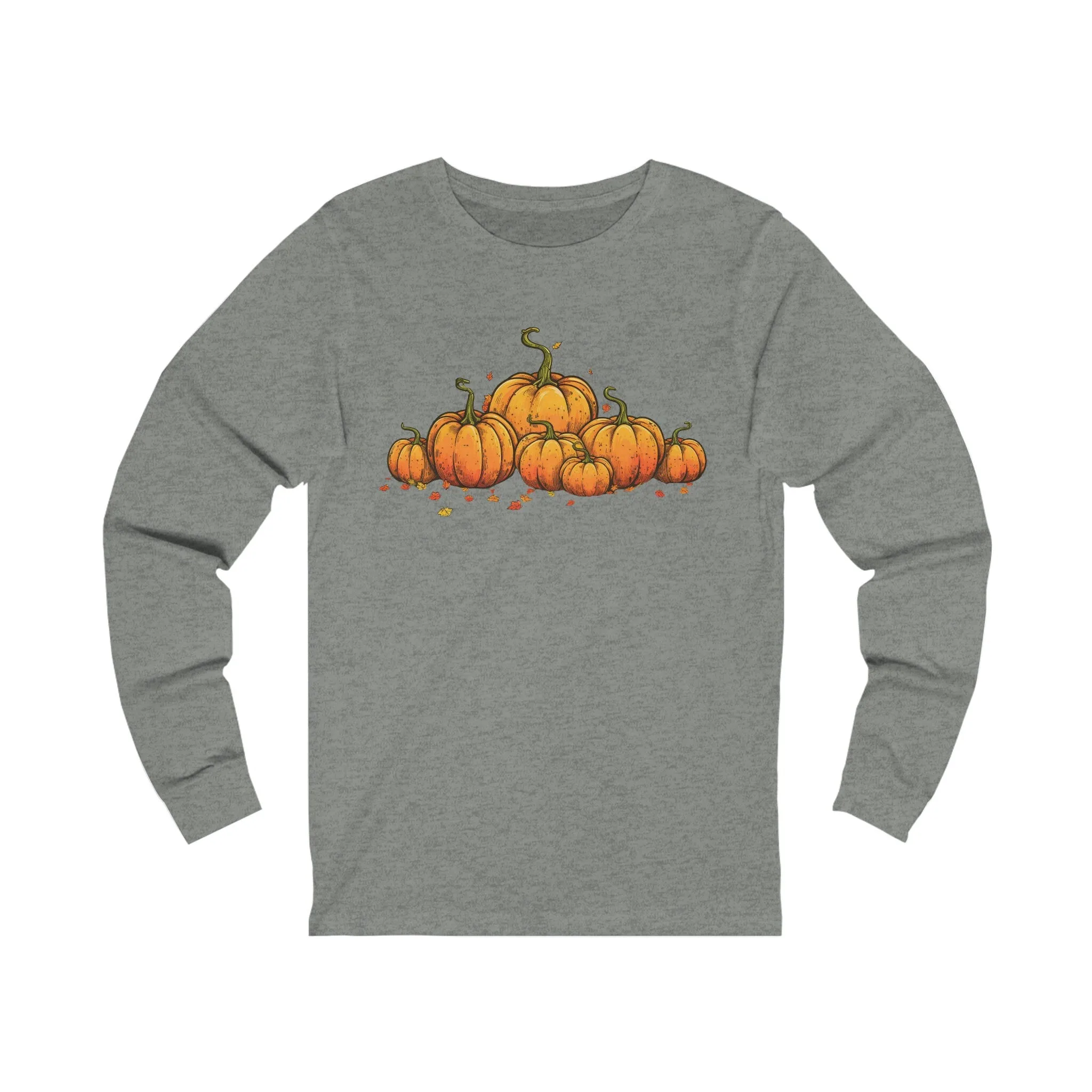 Fall Long-Sleeved T-Shirt with Vintage Pumpkins Graphic - Cozy Autumn Fashion!