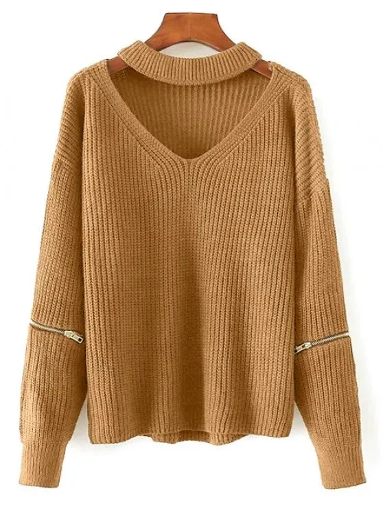 Fashion Cut Out Chunky Choker Sweater