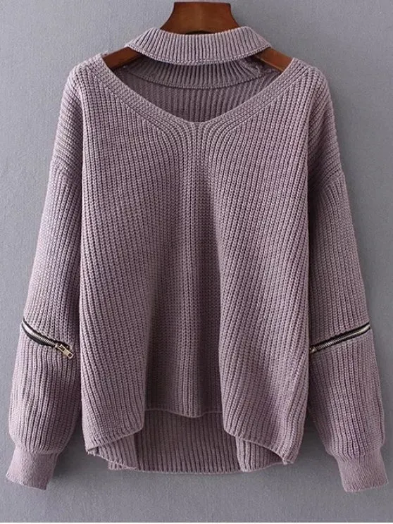 Fashion Cut Out Chunky Choker Sweater