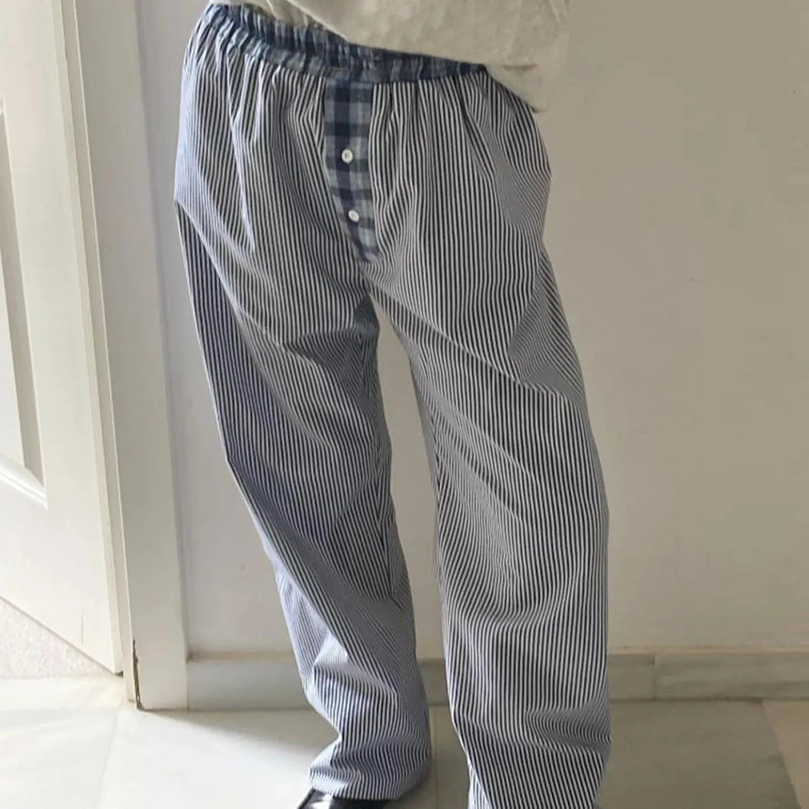 Fashionkova Casual Striped Drawstring Wide Leg Pants Chic Women Fashion Streetwear Vintage Sweatpants Lounge Outfits Female Trousers