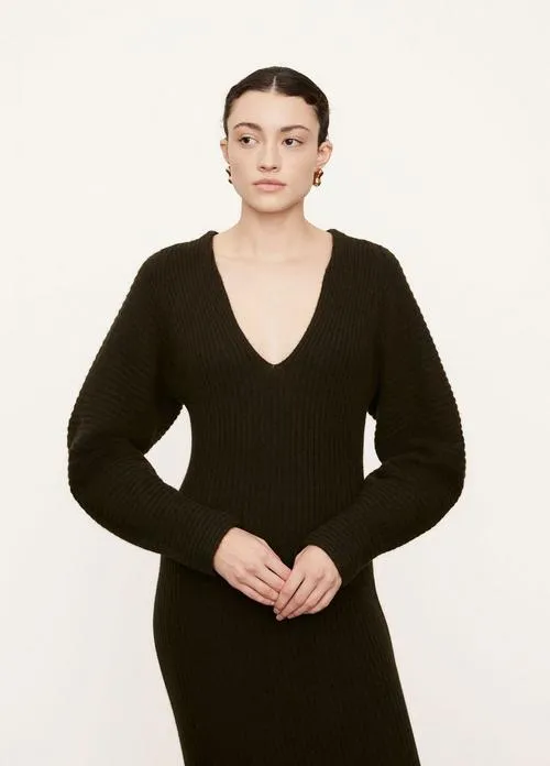 Fitted Dolman Sleeve Dress in Dark Night Fern