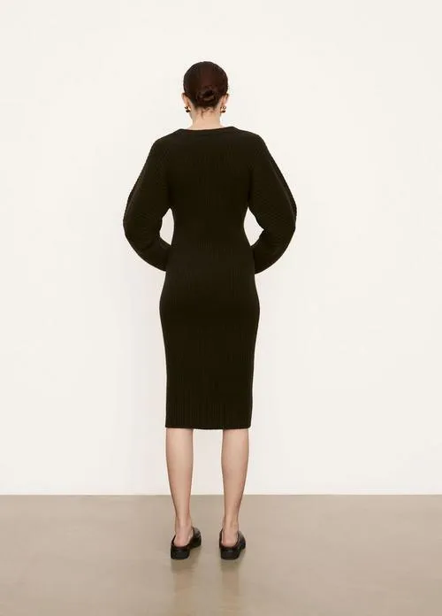 Fitted Dolman Sleeve Dress in Dark Night Fern