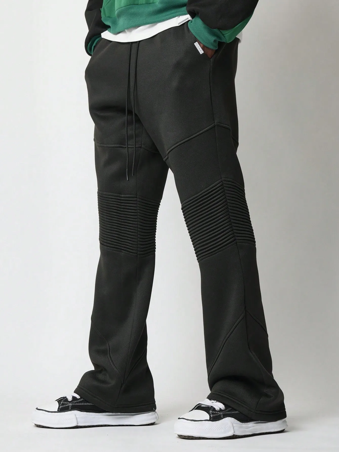 Flare Fit Sweatpants With Biker Pad Panel