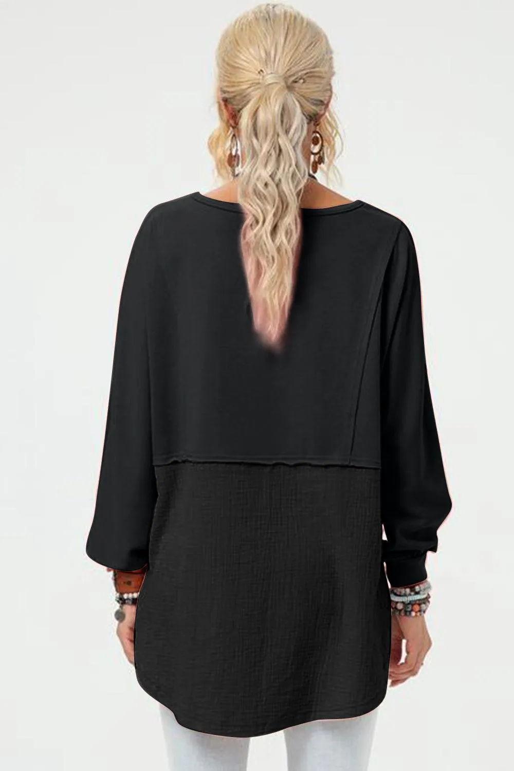 Full Size Long Sleeve High-Low T-Shirt