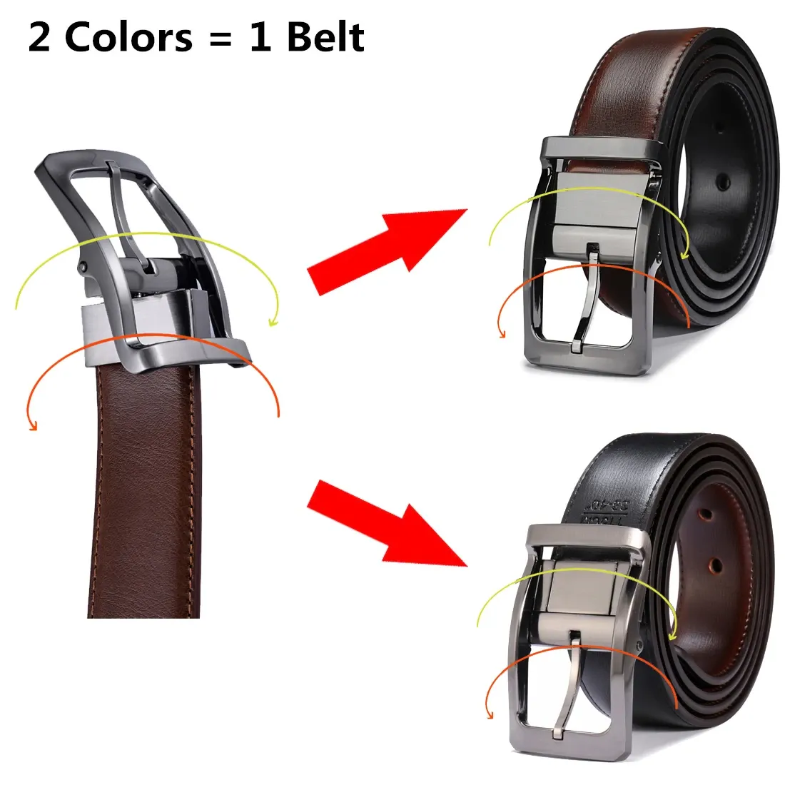 Funki Buys | Belts | Men's Leather Reversible Belt | Rotatable