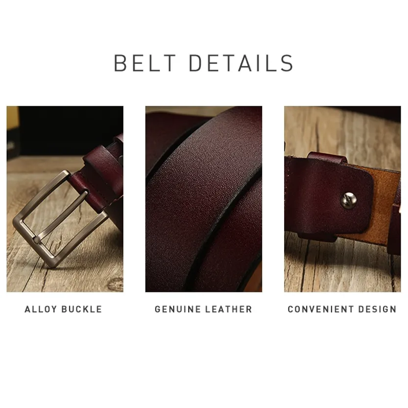 Funki Buys | Belts | Men's Leather Strap Luxury Pin Buckle Belt