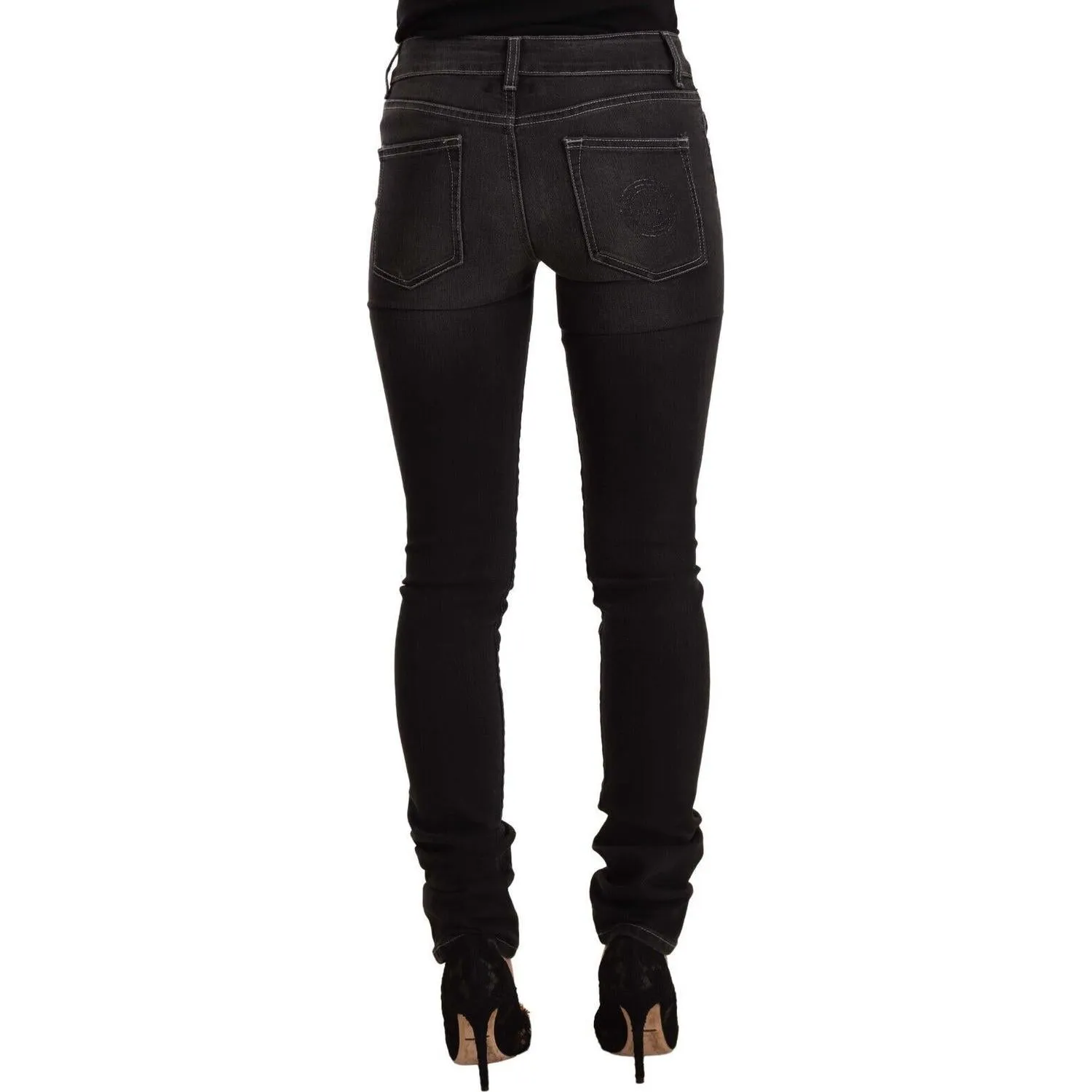 GF Ferre Chic Black Washed Slim Fit Mid Waist Jeans