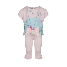 Girls Pink Bow Legging Set