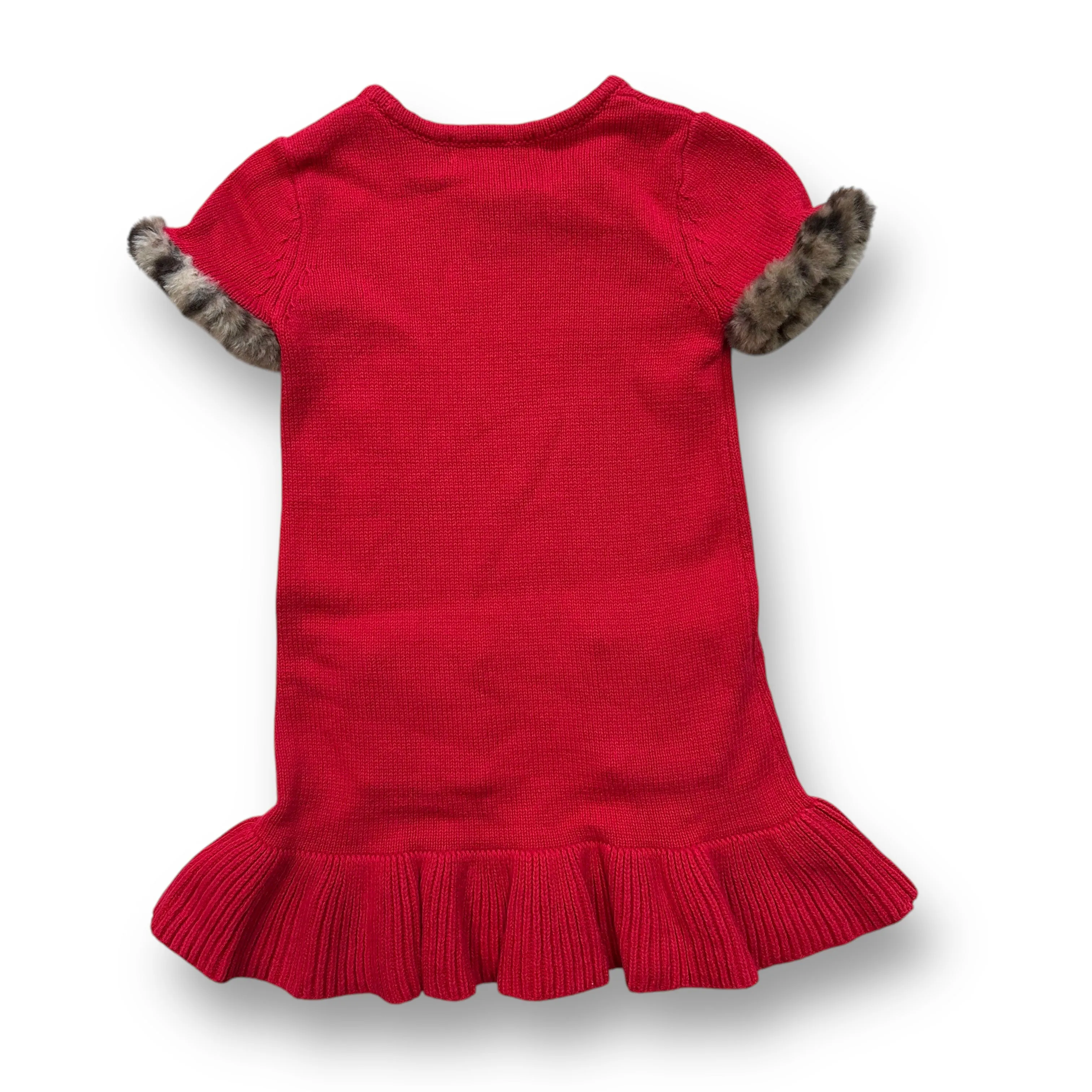 Girls Rachel Zoe Size 4T Red Soft Knit Sweater Dress with Faux Fur