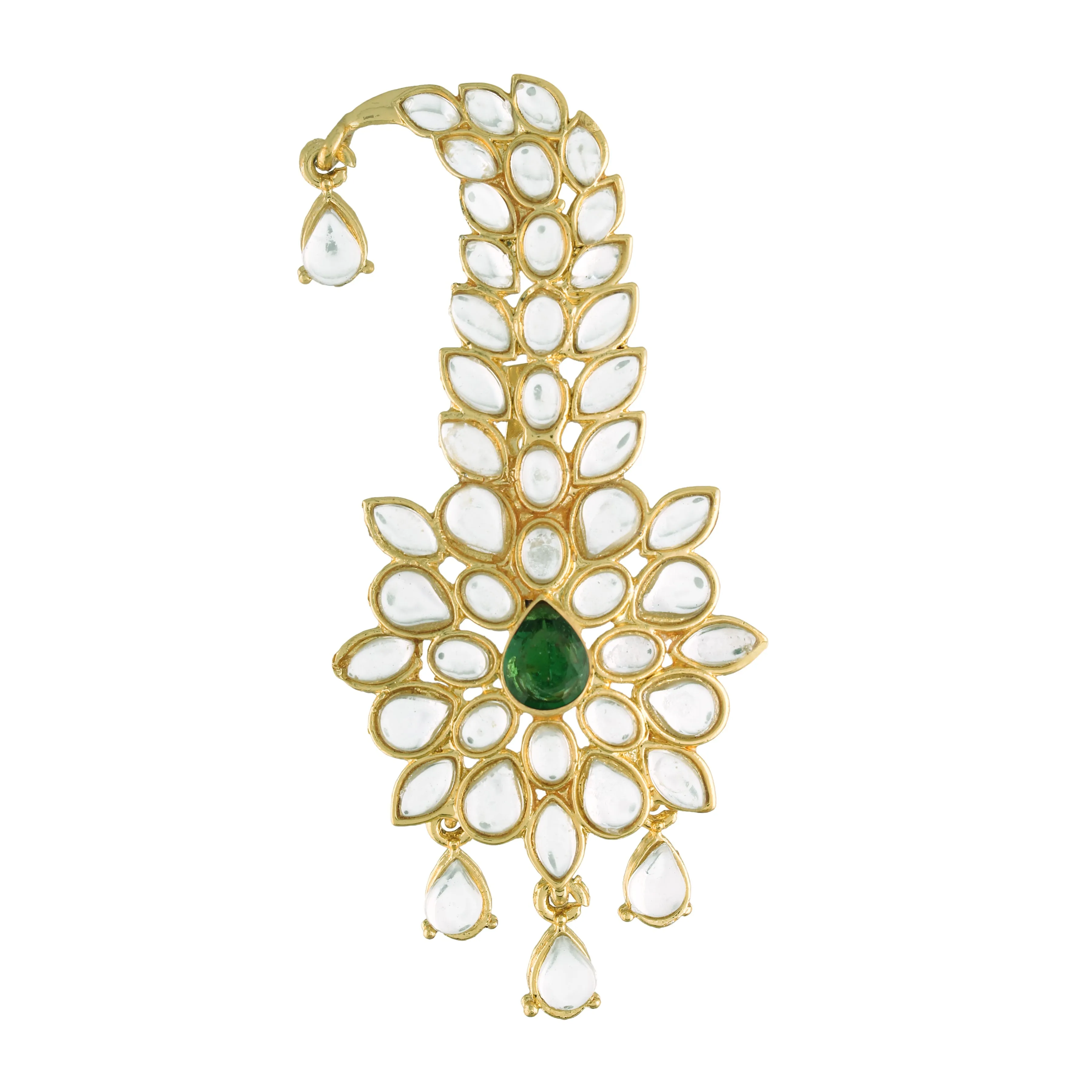 Gold Plated Traditional Kundan Safa Kalangi Brooch for Groom/Men/Dulha Pagadi