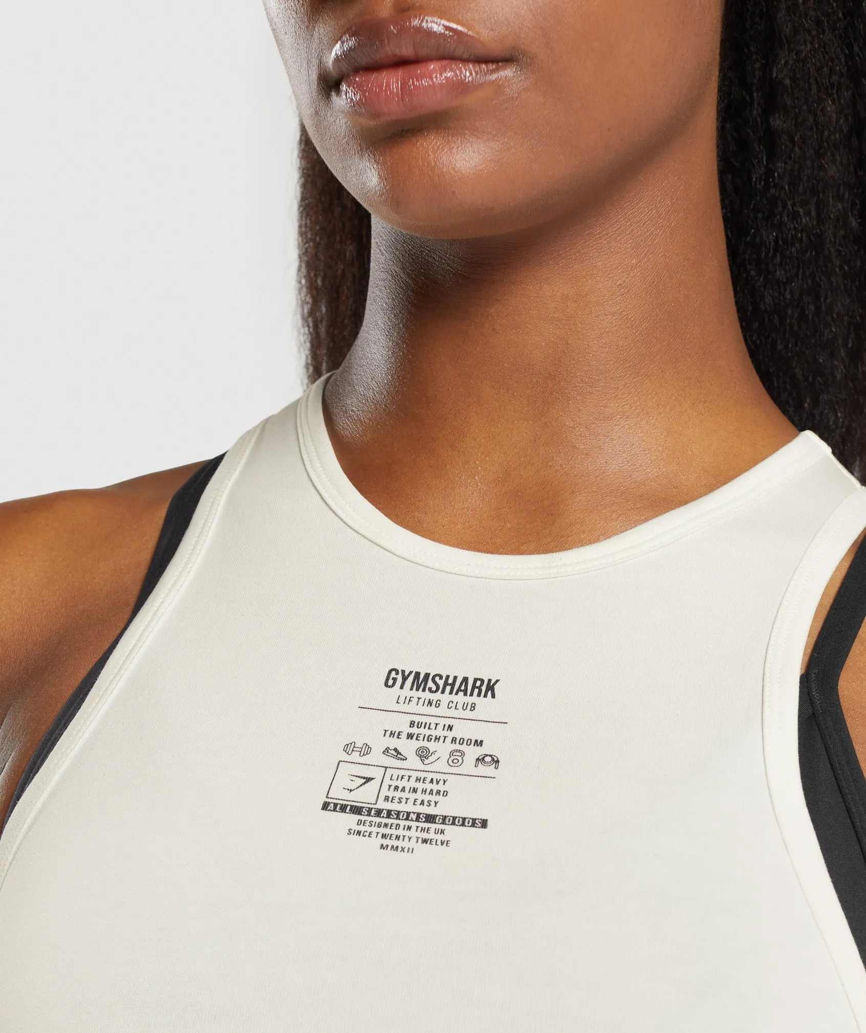 Gymshark Care Label Graphic Cropped Tank - Soft White